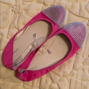 express pink bling ballet flats